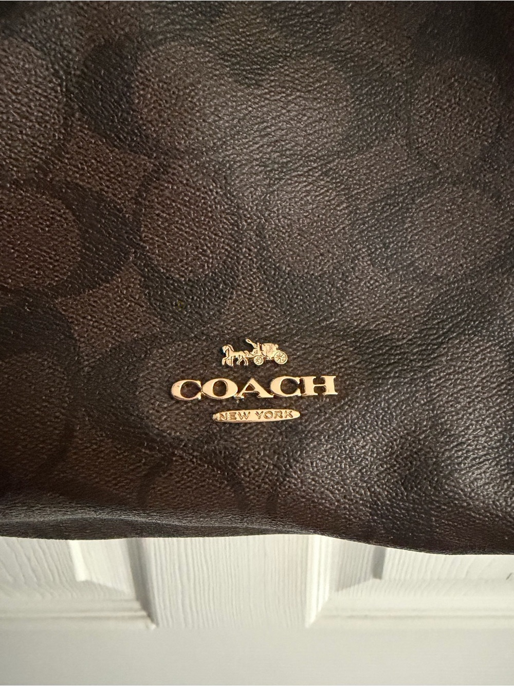 Coach Dark Brown Signature Canvas Shoulder Bag with Black Trim - Picture 3 of 16